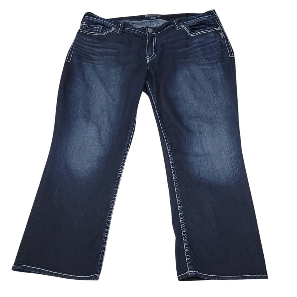 Silver Jeans Co Womens Blue Suki‎ Flap Pockets Capri Denim Mid Rise Size 24